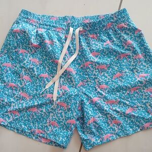 Chubbies Blue nd Pink Flamingo Pattern Swim Shorts